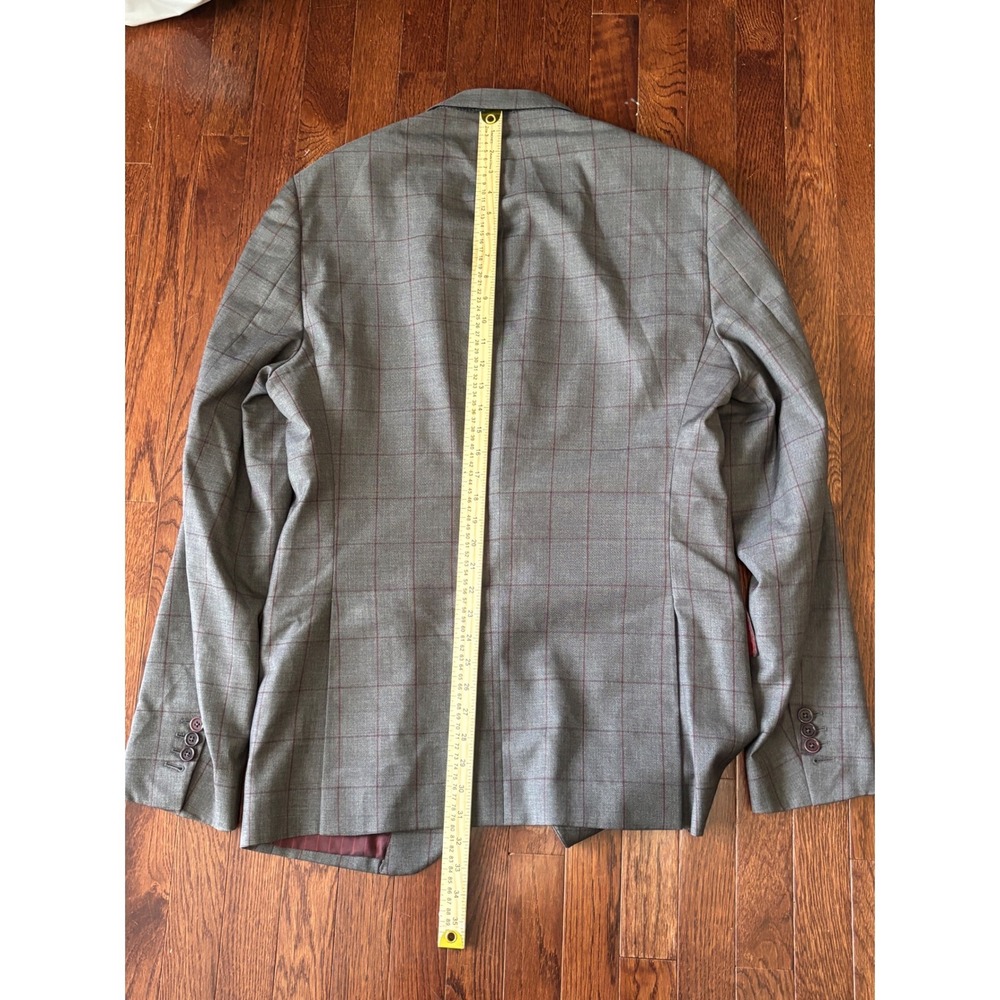 Coppley Suit 42R‎ Tollegno Super 120s Wool Grey Windowpane Made Canada 33x35 - Picture 11 of 16